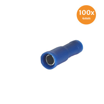 Rondstekerhuls Ge&iuml;soleerd Blauw 4mm (1,5-2,5mm) 100 Stuks