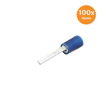 Stift Kabelschoen Blauw 18mm 100 Stuks