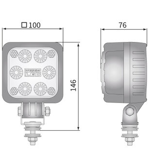 LED Werklamp Verstraler 1500LM + Kabel afmetingen