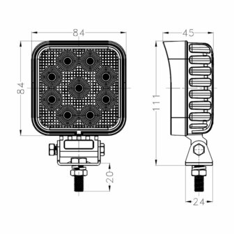 WERAM 27W LED Werklamp Vierkant Mini 2160LM