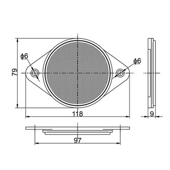 Reflector Rond 2 Bouten &Oslash;79mm Rood