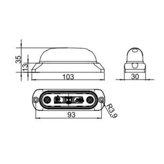 Horpol LED Markeringslamp Wit Ovaal + Rubber Opbouw LD-377