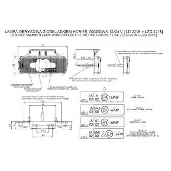 Horpol LED Achtermarkering Rood 12-24V + Bevestigingsbeugel LD 2221