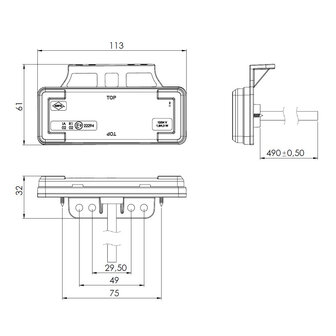 Horpol LED Voormarkering Wit 12-24V NEON-look + Bevestigingsbeugel LD 2519