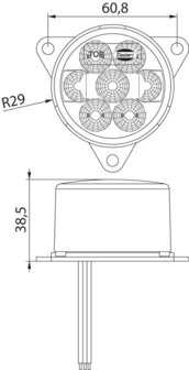 LED richtingaanwijzer achterkant rond Transparante Lens