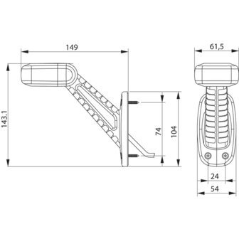 LED markeringslamp 3-functies kort