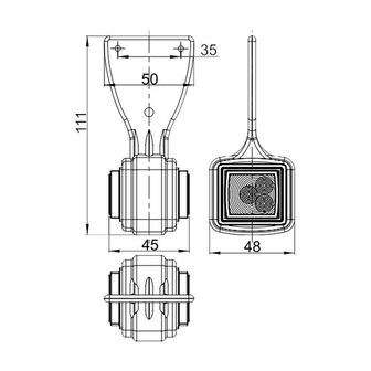 Horpol LED Markeringslamp 12-24V 2-Functies + 0,2m Kabel Rechts LD 430/P