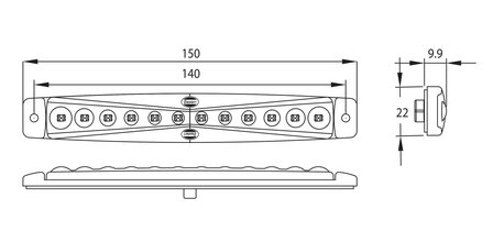 LED Achtermarkering Rood Lang 24V