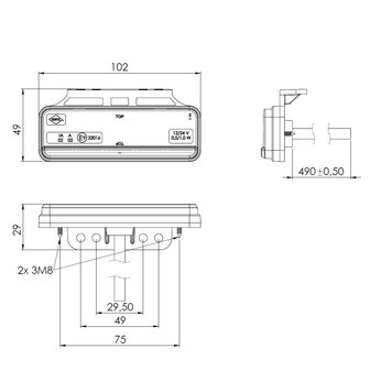Horpol LED Achtermarkering Rood 12-24V NEON-look + Bevestigingsbeugel LD 2522