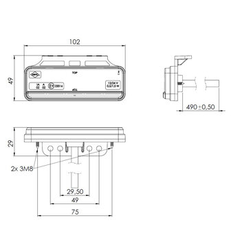 Horpol LED Achtermarkering Rood 12-24V NEON-look + Bevestigingsbeugel LD 2522