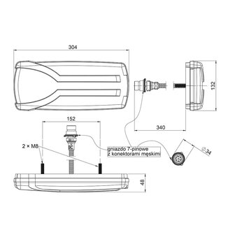 Horpol LED Achterlicht Rechts Carmen LZD 2305 + 7-pins connector