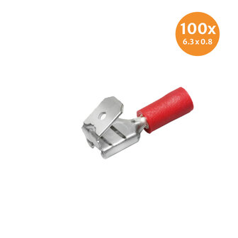 Vlakstekerhuls Met Aftakking Rood (6,3x0,8mm) 100 Stuks