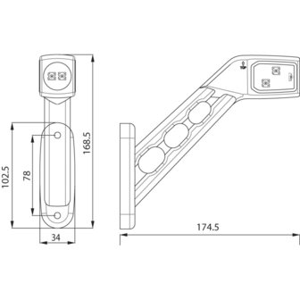 Set LED Markeringslampen 3-functies schuin 12V