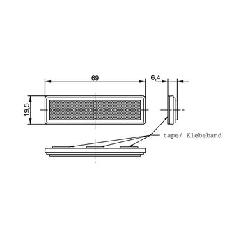 Reflector Rechthoekig Met Plakstrip 69x19,5mm Rood