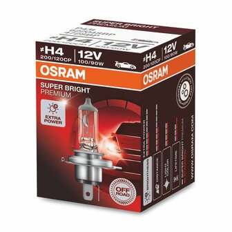 Osram H4 Halogeenlamp 12V 100/90W Super Bright Premium P43t