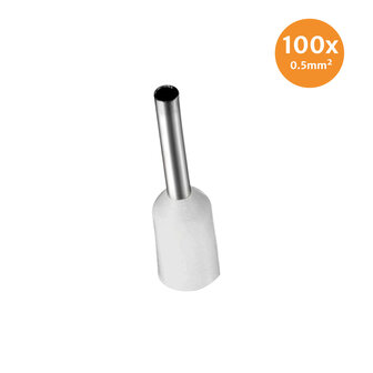 Adereindhuls Ge&iuml;soleerd 0,5mm&sup2; Wit 100 stuks