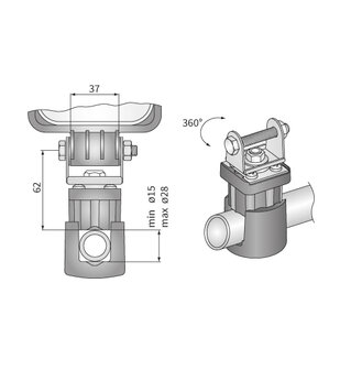 Werklampklem 3D Draaibaar &Oslash;15-28mm