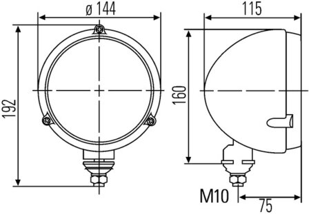 Hella Koplamp opbouw H4 &Oslash;132mm Met Standlicht | 1A3 996 002-161