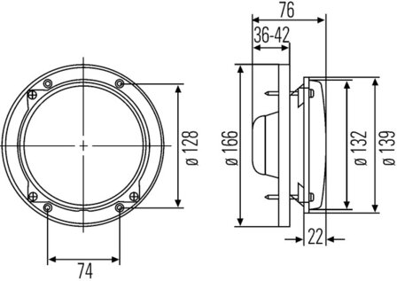 Hella Koplamp &Oslash;132mm Met Standlicht/gehard glas | 1A3 996 002-531