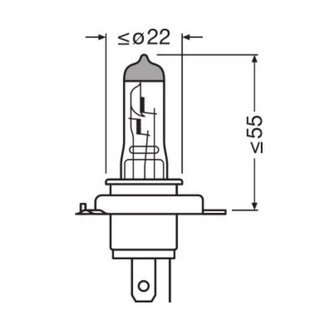 Osram H4 Halogeenlamp 12V 100/90W PU43t Super Bright Premium