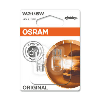 Osram W21/5W Gloeilamp 12V W3x16q Original Line 2 Stuks
