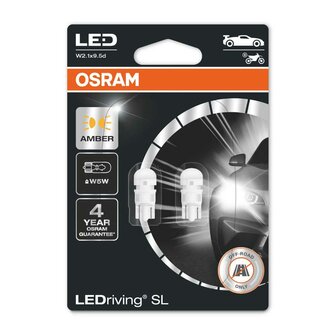 Osram W5W/WY5W LED Retrofit Oranje 12V W2.1x9.5d 2 Stuks