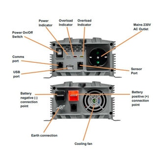 Osram 12V 600W POWERinvert PRO Pure Sinus Inverter OEINVPAR6 RCD