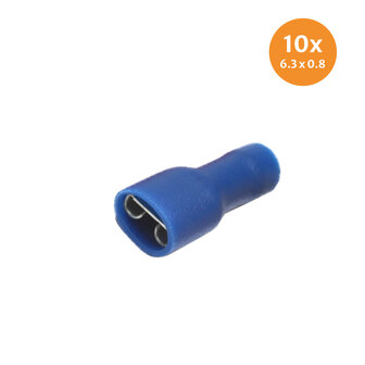 Vlakstekerhuls Ge&iuml;soleerd Blauw (6,4x0,8mm) 10 Stuks