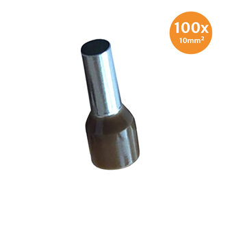 Adereindhuls Ge&iuml;soleerd 10mm&sup2; Bruin 100 stuks