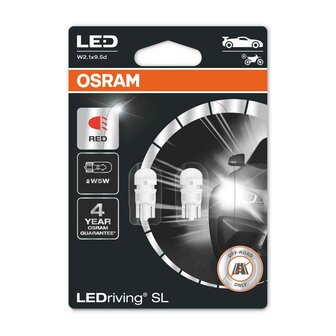 Osram W5W W2.1x9.5d LED Retrofit Rood Set 12 volt