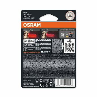 Osram W5W W2.1x9.5d LED Retrofit Rood Set 12 volt