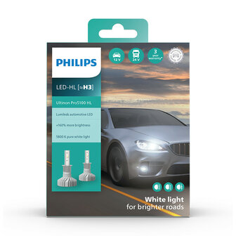 Philips H3 LED Koplamp 12/24V 12W 2 Stuks