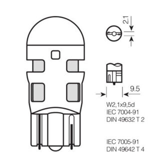 Osram W5W W2.1x9.5d LED Retrofit Blauw Set 12 volt