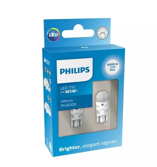 Philips W5W LED Retrofit Koel Blauw 8000K 12V 2 Stuks