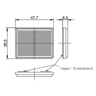 Reflector Vierkant Met Plakstrip 47,7x38,5mm Wit