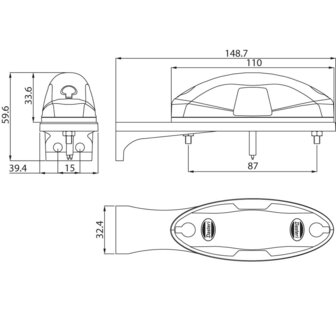 Markeringslamp LED 2-functies haaks beugel (AMP-Superseal)