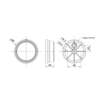 Fristom LED Markeringslamp Rond Wit + 0,5m Kabel