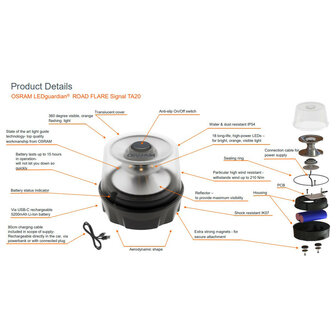 Osram LEDguardian ROAD FLARE Signal TA20 Zwaailamp Met Accu