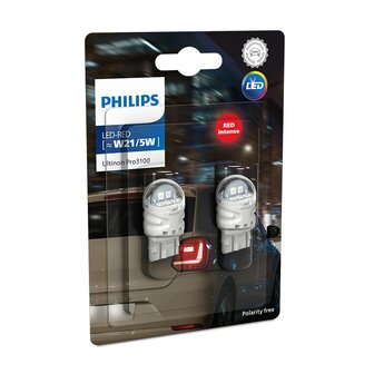 Philips LED Retrofit W21/5W Rood 12V&nbsp;2 Stuks