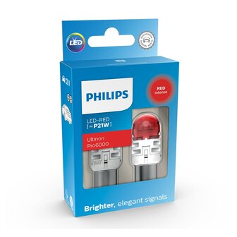 Philips P21W LED Retrofit Rood BA15s 12V 2 Stuks