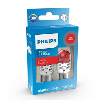 Philips P21/5W LED Retrofit Rood BAY15d 12V 2 Stuks