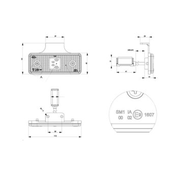 Horpol LED Zijmarkering Oranje + Bevestigingsbeugel &amp; DC-Connector