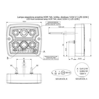 Horpol LED Voorlamp Vierkant 12-24V LZD 2239