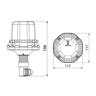 Horpol LED Flitslamp + Afstandsbediening DIN-Steun Oranje LDO 2279