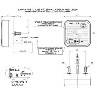 Horpol LED Voormarkering Wit Vierkant 12-24V LD 096