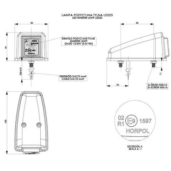 Horpol LED Toplamp Rood Vierkant LD-223