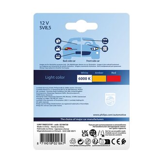 Philips SV8.5 Festoon 30mm Wit 12V&nbsp;