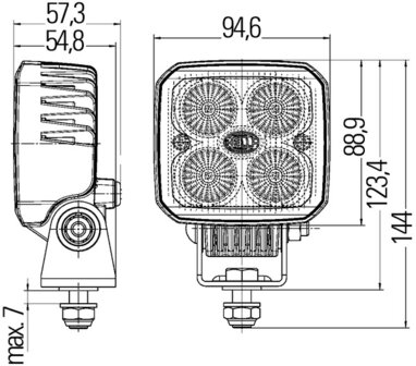 Hella Werklamp Q90C led 9-33V Voorveld Verlichting | 1GA 996 284-001