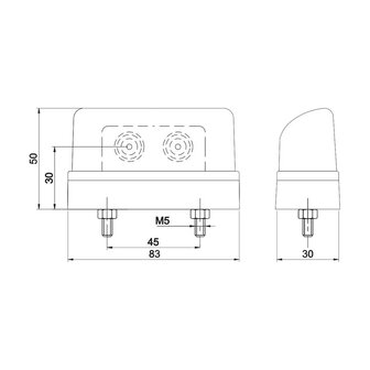 Fristom FT-016-1A LED Kentekenverlichting Rood 12-24V 2 stuks