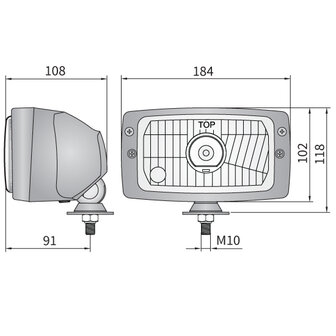 Koplamp H4 184x102x108mm Incl 12V Lampjes